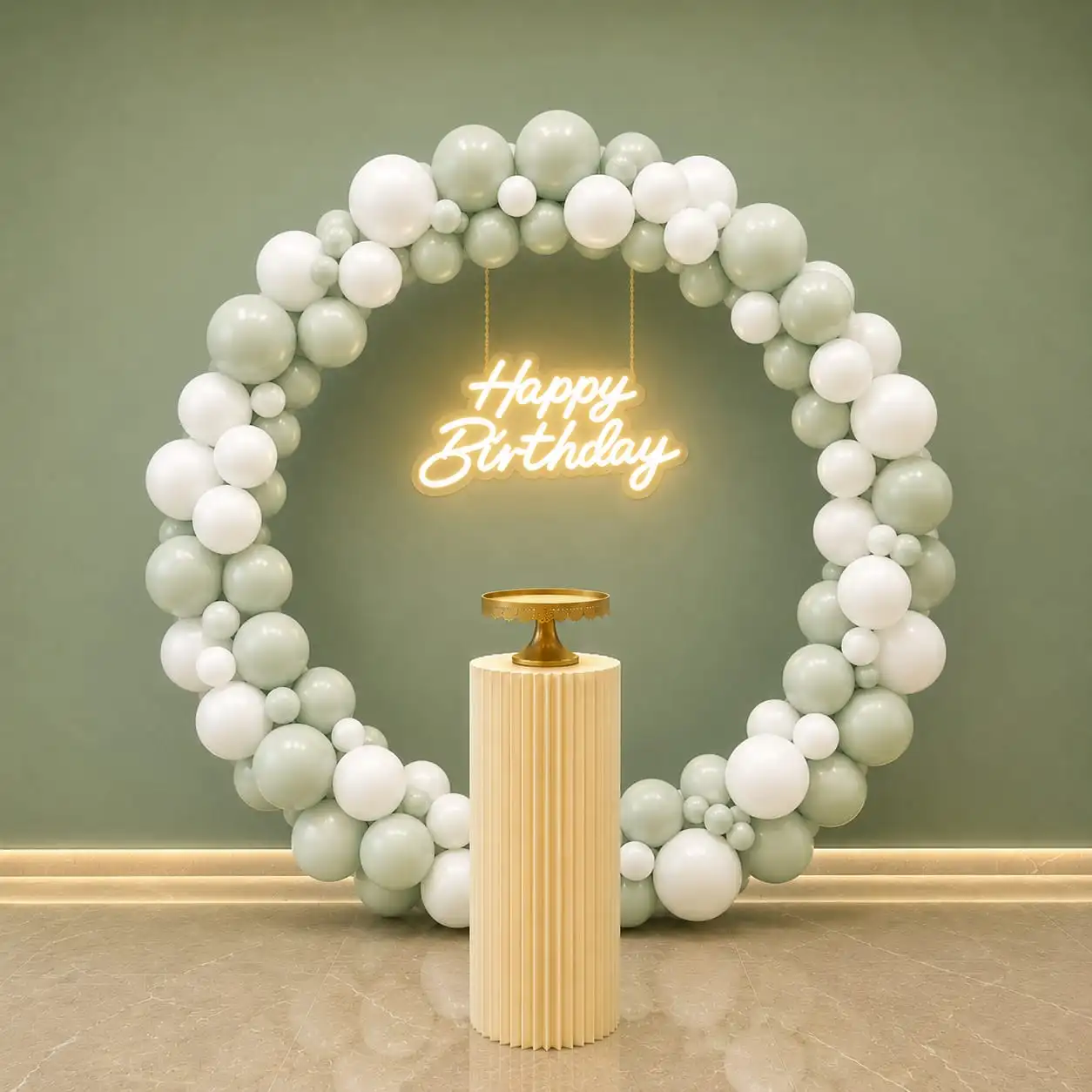 White and Green Birthday Decor